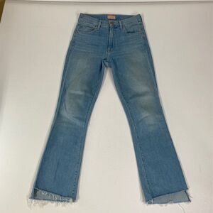 MOTHER The Insider Crop Step Fray Light Wash Flare Jeans Size 24